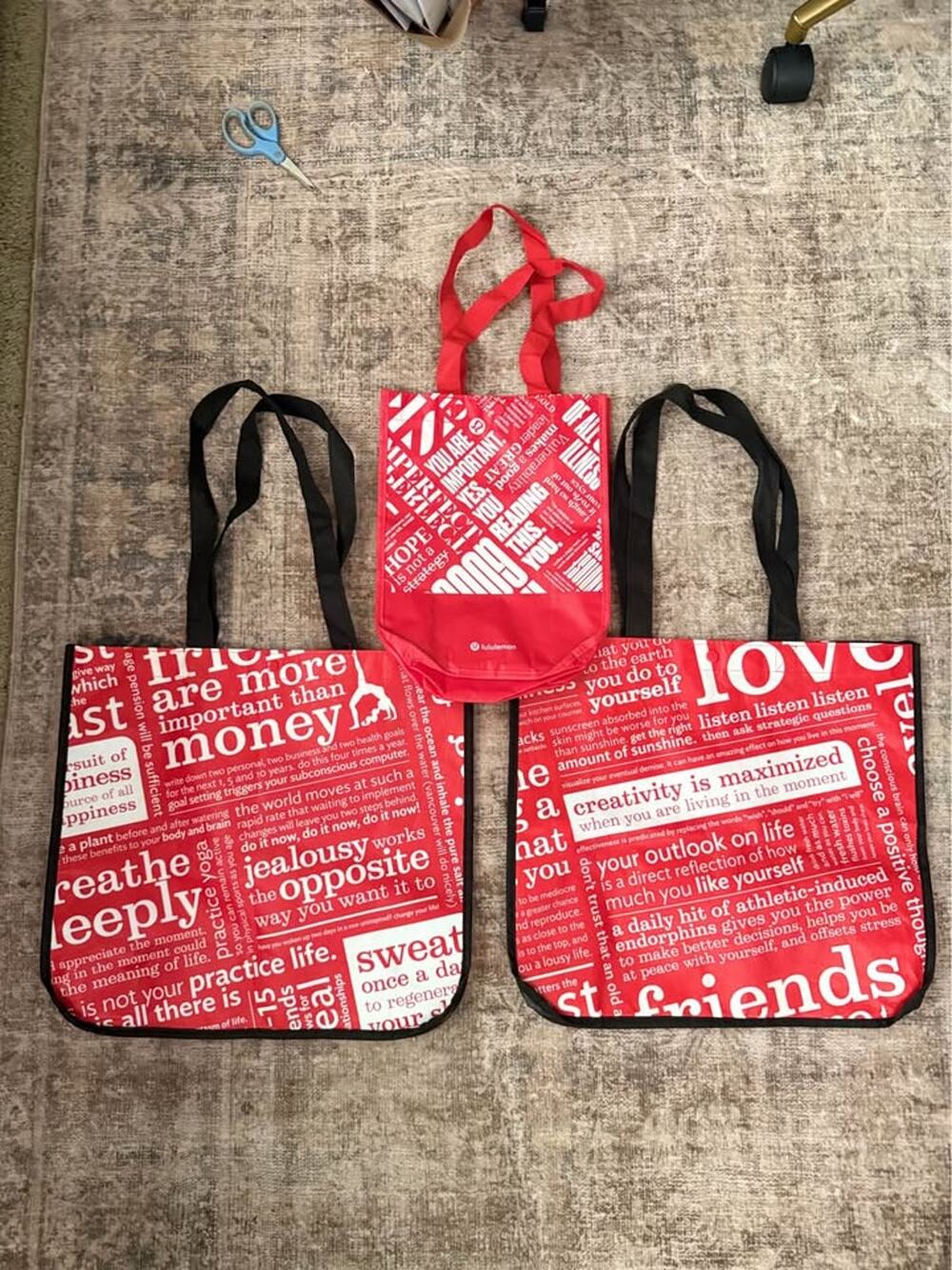 NEW 3 Lululemon Reusable Shopper Tote Bag Lot of 3